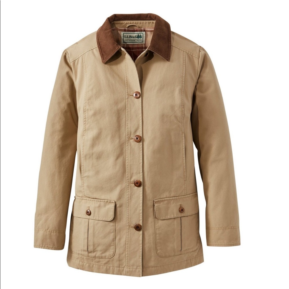 L.L. Bean Women's Barn Coat, Tan, Flannel-Lined